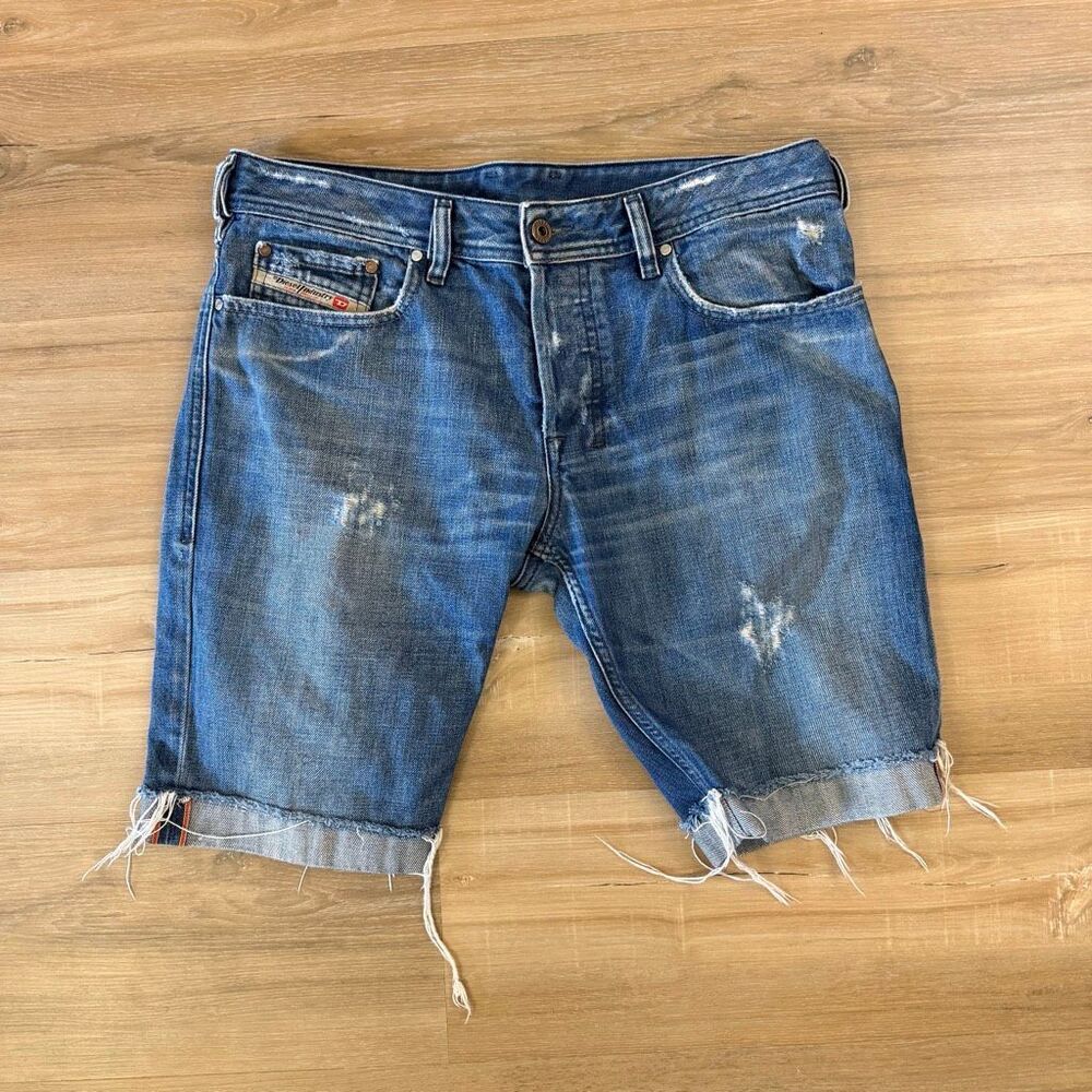 Y2K Diesel Denim Mens CutoffJeans Size 32 Button Fly Distressed Jorts Raw Hem
